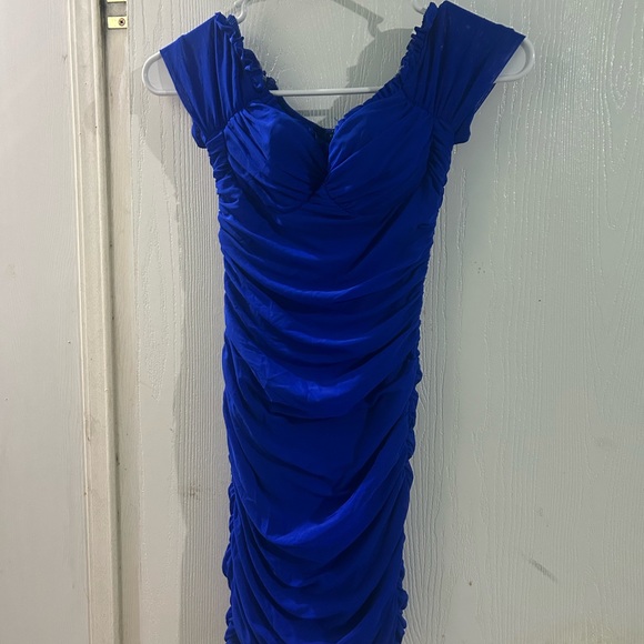 Windsor Royal Blue Ruched Midi Dress - Picture 1 of 4